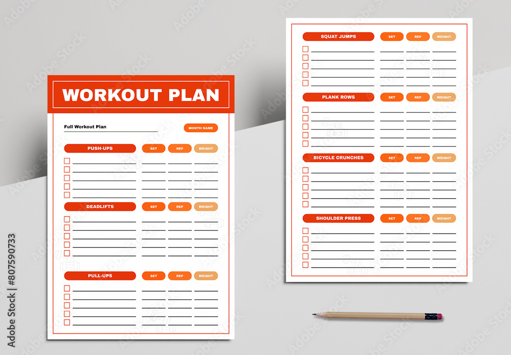 Weekly Workout Schedule Planner Template Stock Template | Adobe Stock