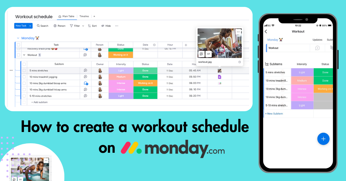Creating a workout schedule on monday.com | enable.services