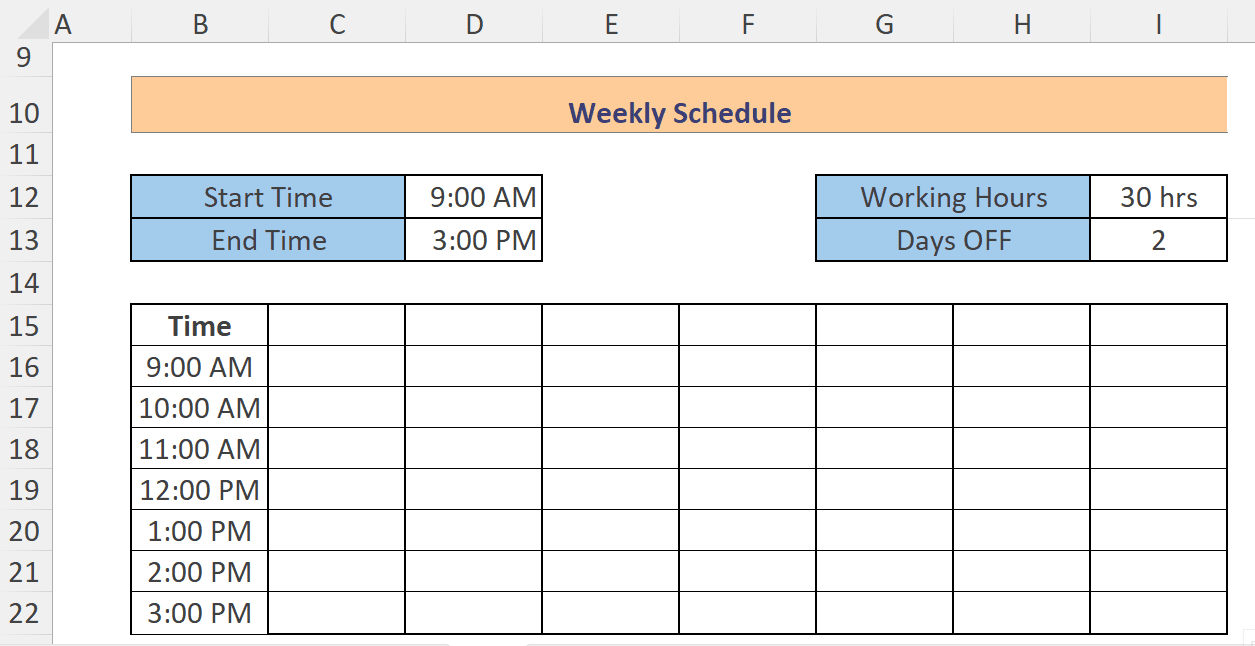 How To Create A Weekly Schedule In Microsoft Excel | SpreadCheaters How To Create A Weekly Schedule In Microsoft Excel | SpreadCheaters