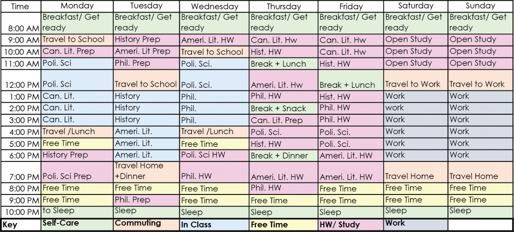 Weekly Schedule For Students Excel Template And Google Sheets File For ...