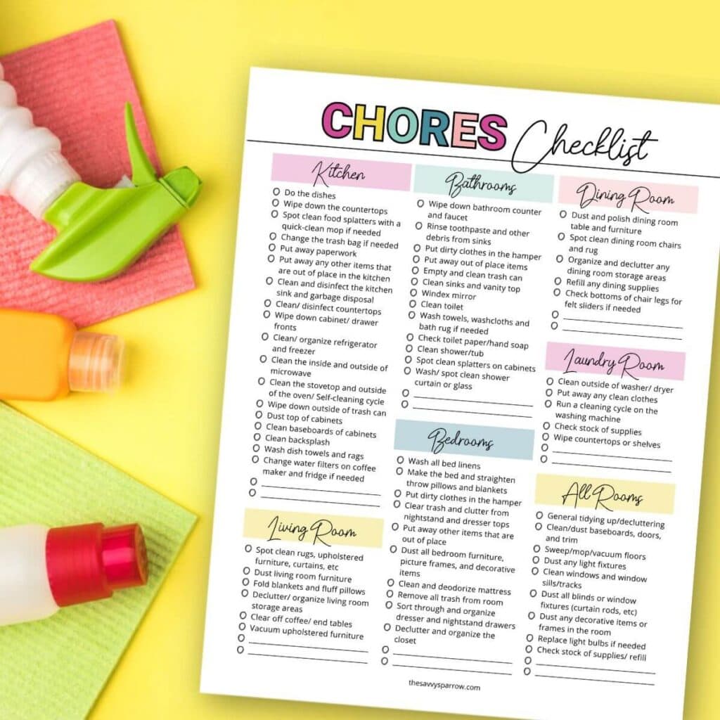 Weekly Chore Schedule with a Printable Chore Chart - Home-Ec 101