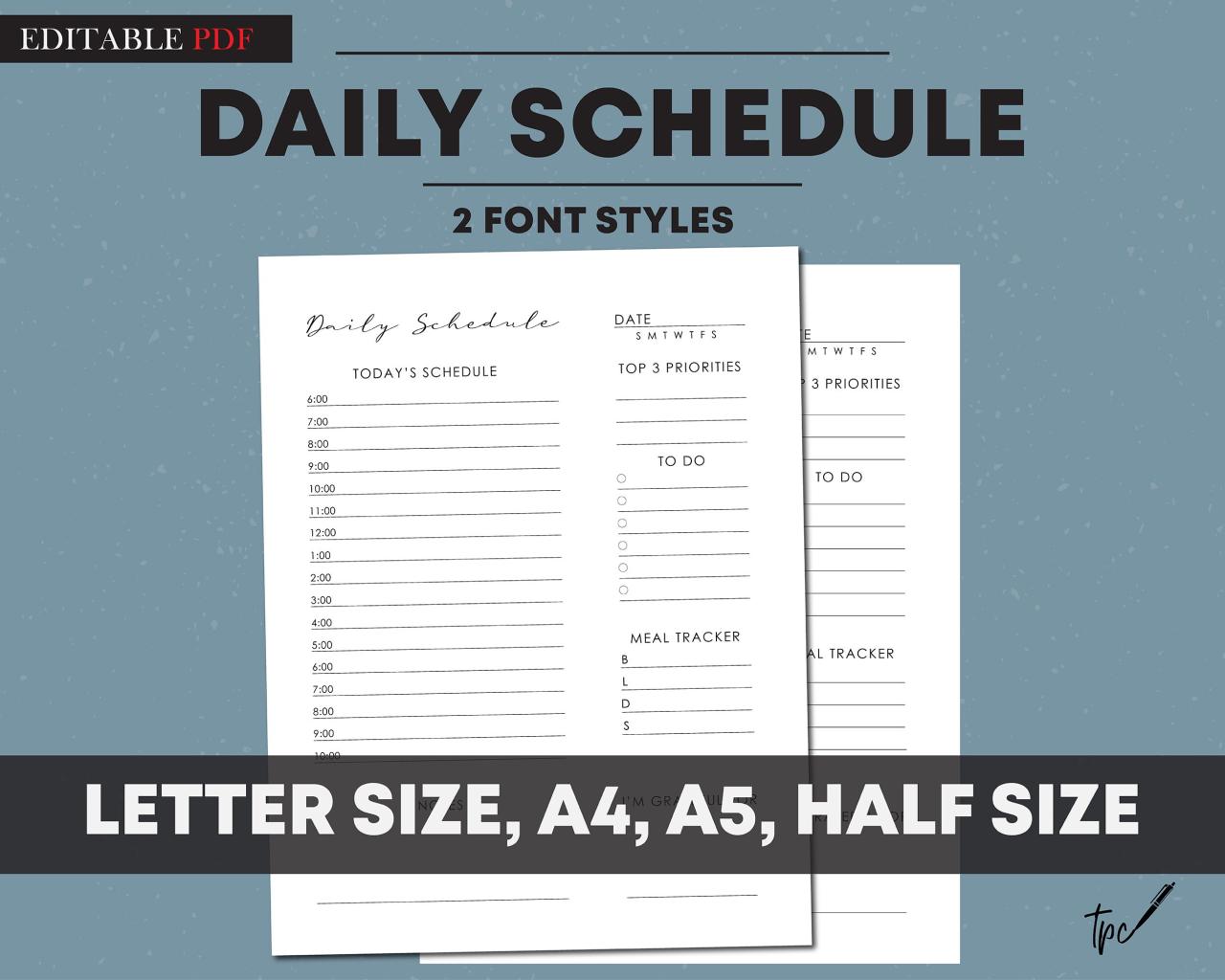 Printable Productivity Daily Schedule Printable Planner | Etsy