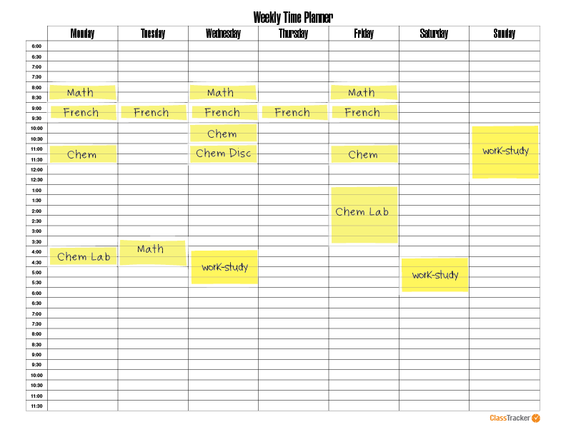 Weekly Schedule | School study tips, Study tips, Weekly schedule